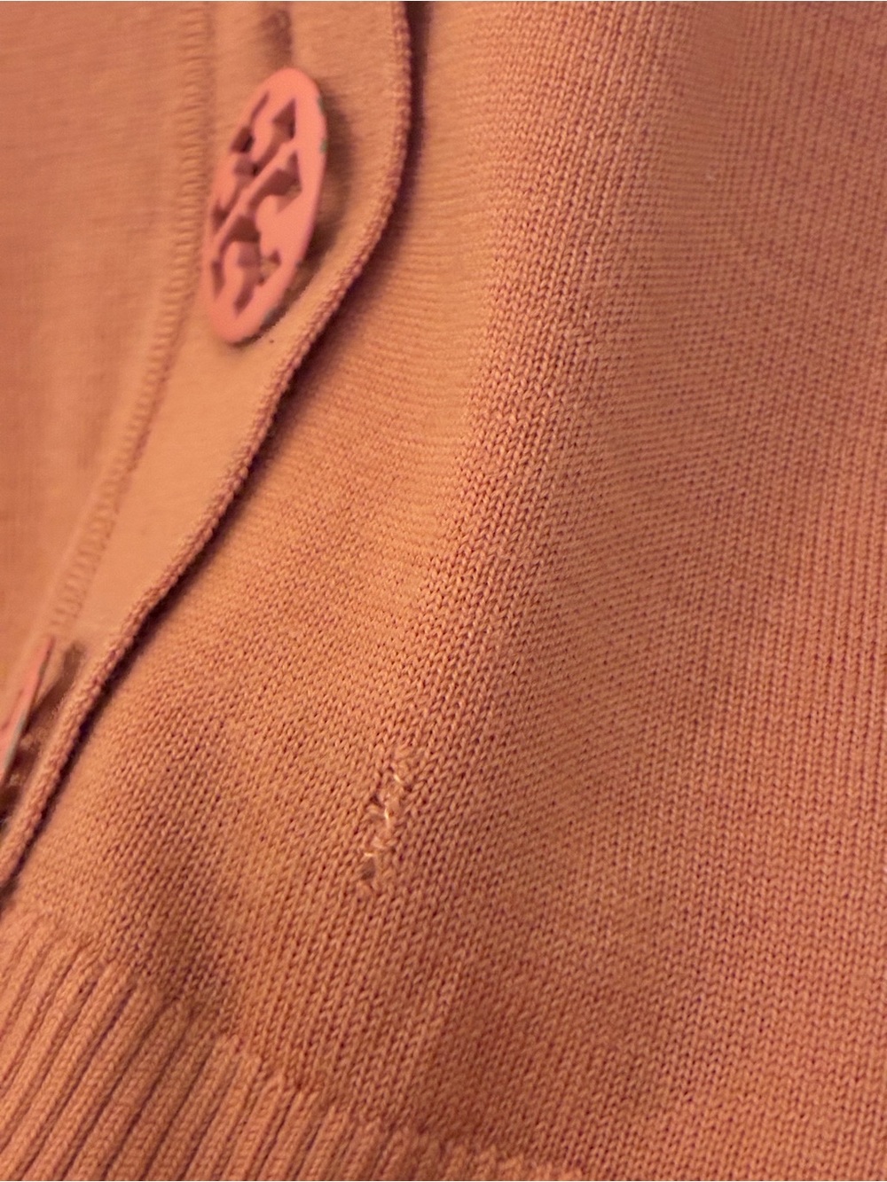 Tory Burch 100% Merino Wool V Neck Logo Button Cardigan M - Picture 6 of 11